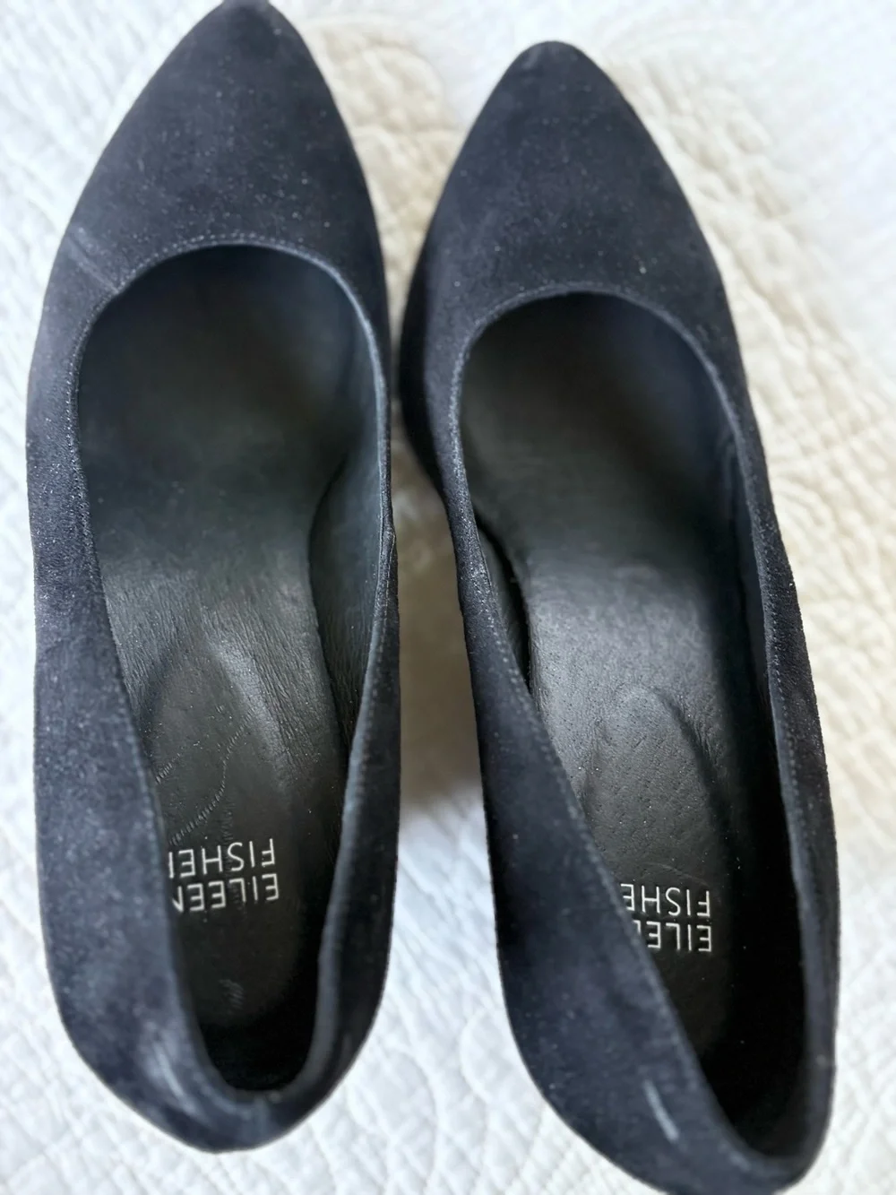 Eileen Fisher Black Suede Pointed Wedge Pumps